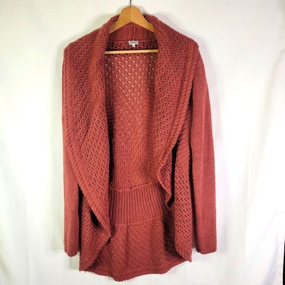 Kismet Dusty Rose Open Front Knit Sweater - Picture 5 of 7